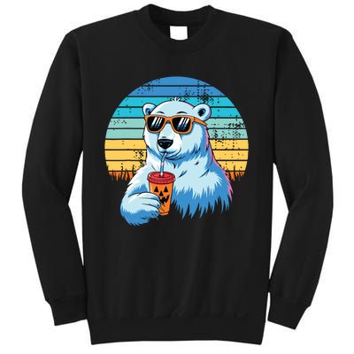 Retro Polar Bear In Sunglasses Halloween Funny Polar Bear Sweatshirt