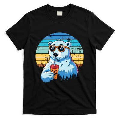 Retro Polar Bear In Sunglasses Halloween Funny Polar Bear T-Shirt