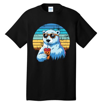 Retro Polar Bear In Sunglasses Halloween Funny Polar Bear Tall T-Shirt