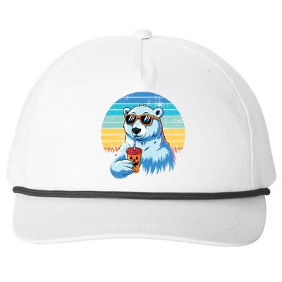 Retro Polar Bear In Sunglasses Halloween Funny Polar Bear Snapback Five-Panel Rope Hat