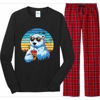 Retro Polar Bear In Sunglasses Halloween Funny Polar Bear Long Sleeve Pajama Set