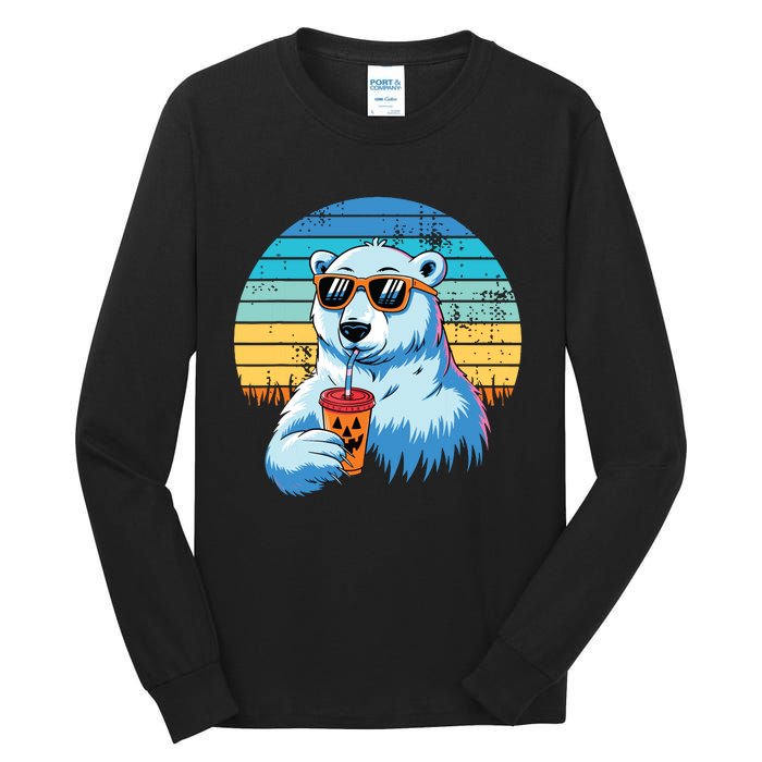 Retro Polar Bear In Sunglasses Halloween Funny Polar Bear Tall Long Sleeve T-Shirt