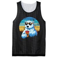 Retro Polar Bear In Sunglasses Halloween Funny Polar Bear Mesh Reversible Basketball Jersey Tank