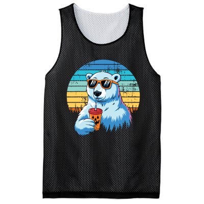 Retro Polar Bear In Sunglasses Halloween Funny Polar Bear Mesh Reversible Basketball Jersey Tank