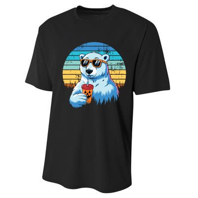 Retro Polar Bear In Sunglasses Halloween Funny Polar Bear Performance Sprint T-Shirt