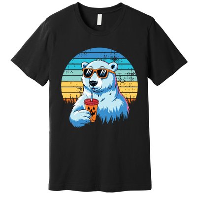 Retro Polar Bear In Sunglasses Halloween Funny Polar Bear Premium T-Shirt