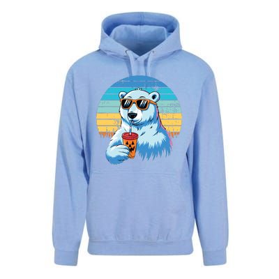 Retro Polar Bear In Sunglasses Halloween Funny Polar Bear Unisex Surf Hoodie