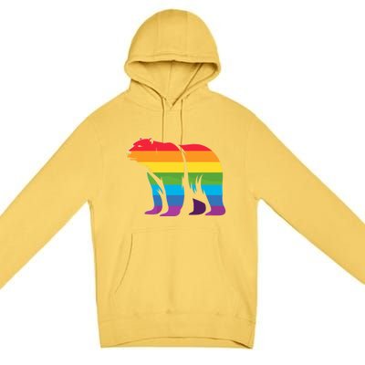 Retro Polar Bear Rainbow Lgbt Pride Lesbian Lgbt Funny Gift Premium Pullover Hoodie