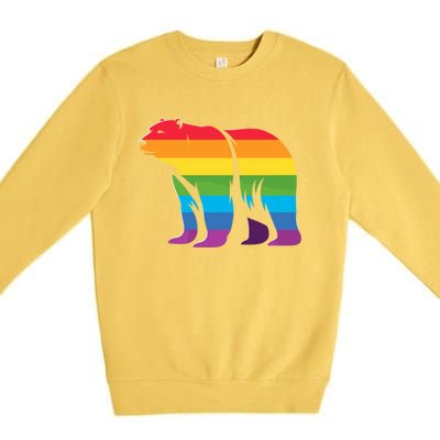 Retro Polar Bear Rainbow Lgbt Pride Lesbian Lgbt Funny Gift Premium Crewneck Sweatshirt