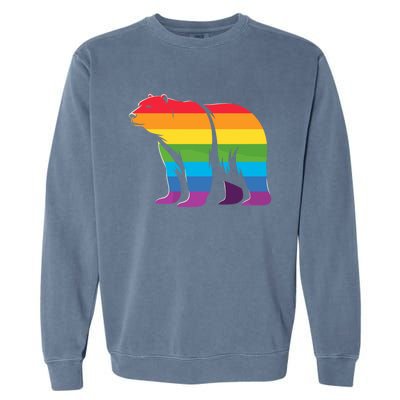 Retro Polar Bear Rainbow Lgbt Pride Lesbian Lgbt Funny Gift Garment-Dyed Sweatshirt