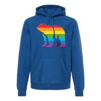 Retro Polar Bear Rainbow Lgbt Pride Lesbian Lgbt Funny Gift Premium Hoodie