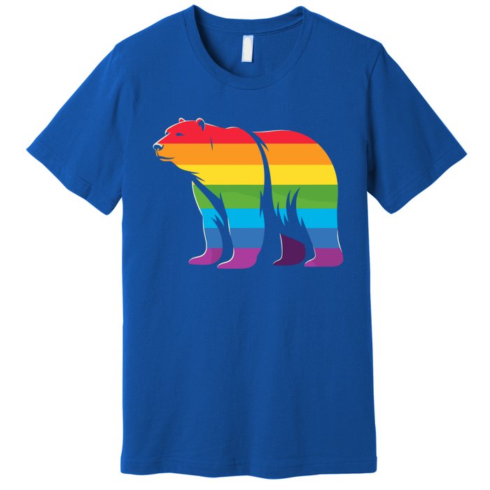 Retro Polar Bear Rainbow Lgbt Pride Lesbian Lgbt Funny Gift Premium T-Shirt