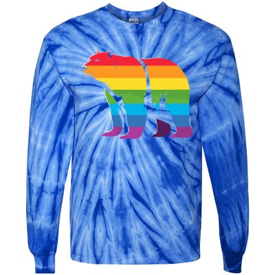 Retro Polar Bear Rainbow Lgbt Pride Lesbian Lgbt Funny Gift Tie-Dye Long Sleeve Shirt