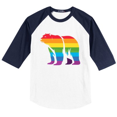 Retro Polar Bear Rainbow Lgbt Pride Lesbian Lgbt Funny Gift Baseball Sleeve Shirt