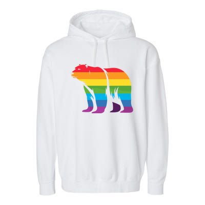 Retro Polar Bear Rainbow Lgbt Pride Lesbian Lgbt Funny Gift Garment-Dyed Fleece Hoodie