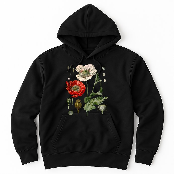 Red Poppy Botanical Poppies Red Poppy Hoodie