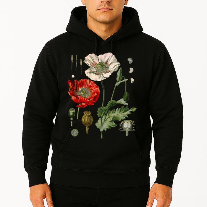 Red Poppy Botanical Poppies Red Poppy Hoodie