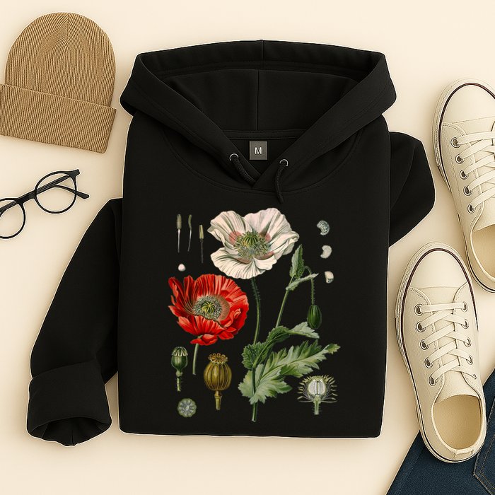 Red Poppy Botanical Poppies Red Poppy Hoodie