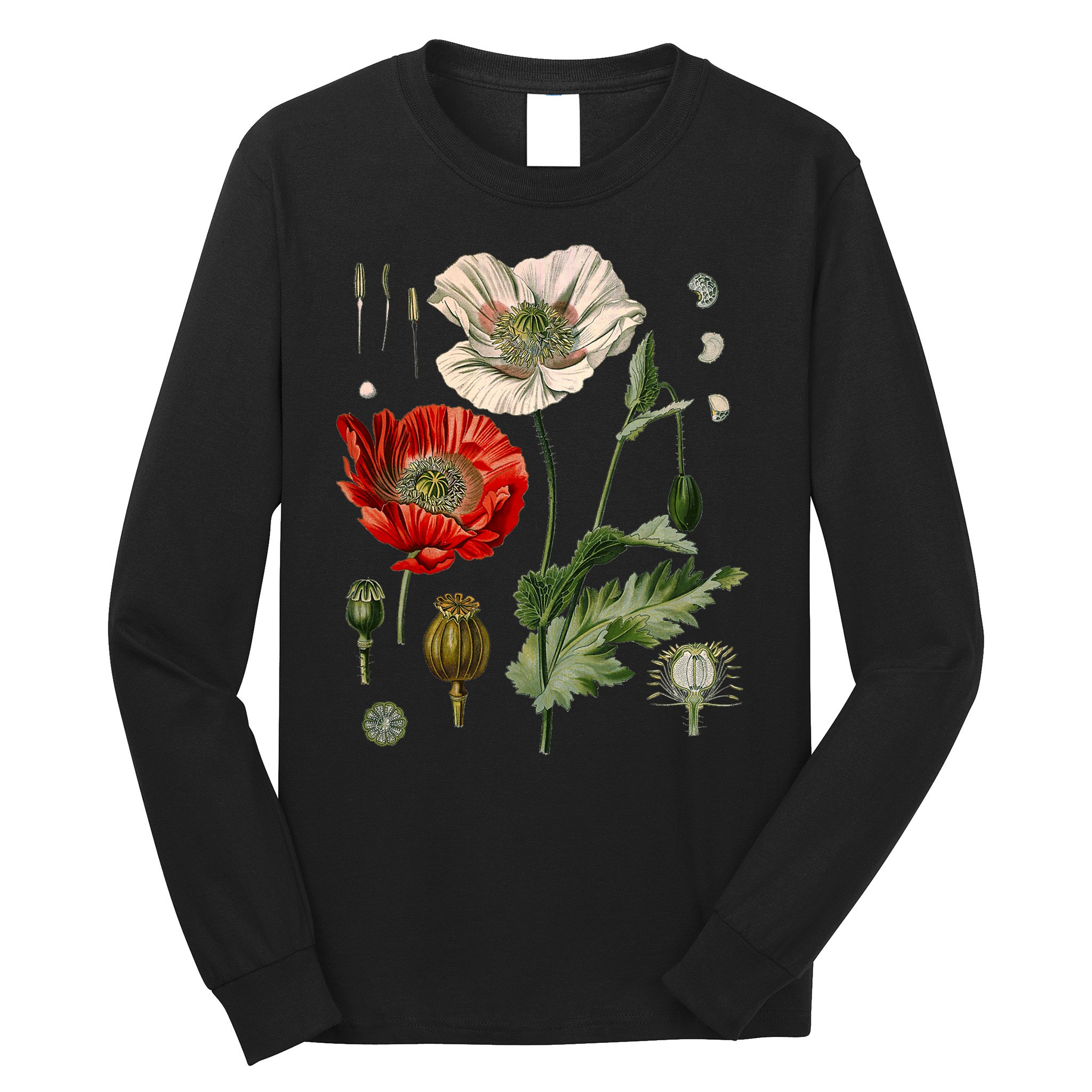 Red Poppy Botanical Poppies Red Poppy Long Sleeve Shirt