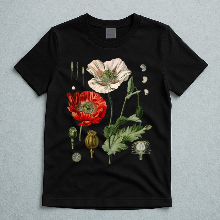 Red Poppy Botanical Poppies Red Poppy T-Shirt