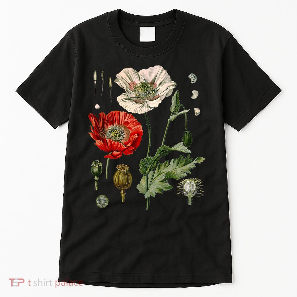 Red Poppy Botanical Poppies Red Poppy Tall T-Shirt