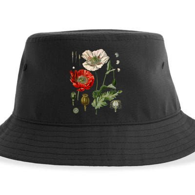 Red Poppy Botanical Poppies Red Poppy Sustainable Bucket Hat