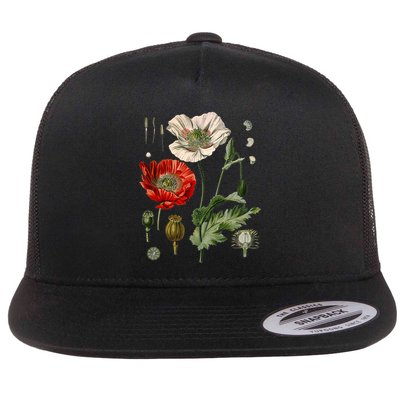 Red Poppy Botanical Poppies Red Poppy Flatbill Hat