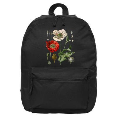 Red Poppy Botanical Poppies Red Poppy 16 in Basic Backpack