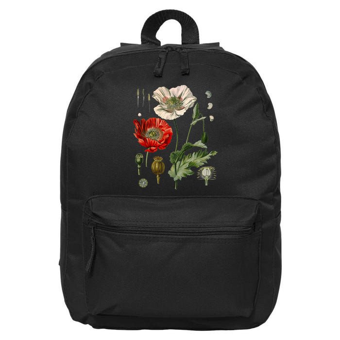 Red Poppy Botanical Poppies Red Poppy 16 in Basic Backpack