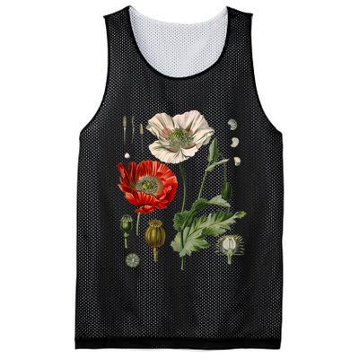 Red Poppy Botanical Poppies Red Poppy Mesh Reversible Basketball Jersey Tank