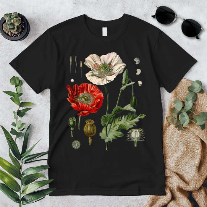 Red Poppy Botanical Poppies Red Poppy Premium T-Shirt