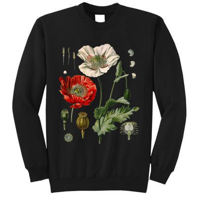 Red Poppy Botanical Poppies Red Poppy Tall Sweatshirt