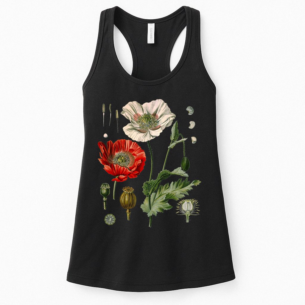 Red Poppy Botanical Poppies Red Poppy Womens Tank Top