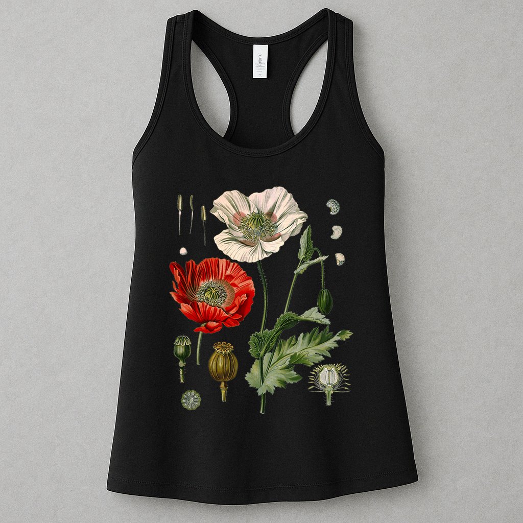 Red Poppy Botanical Poppies Red Poppy Womens Tank Top