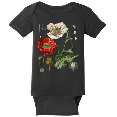 Red Poppy Botanical Poppies Red Poppy Baby Bodysuit