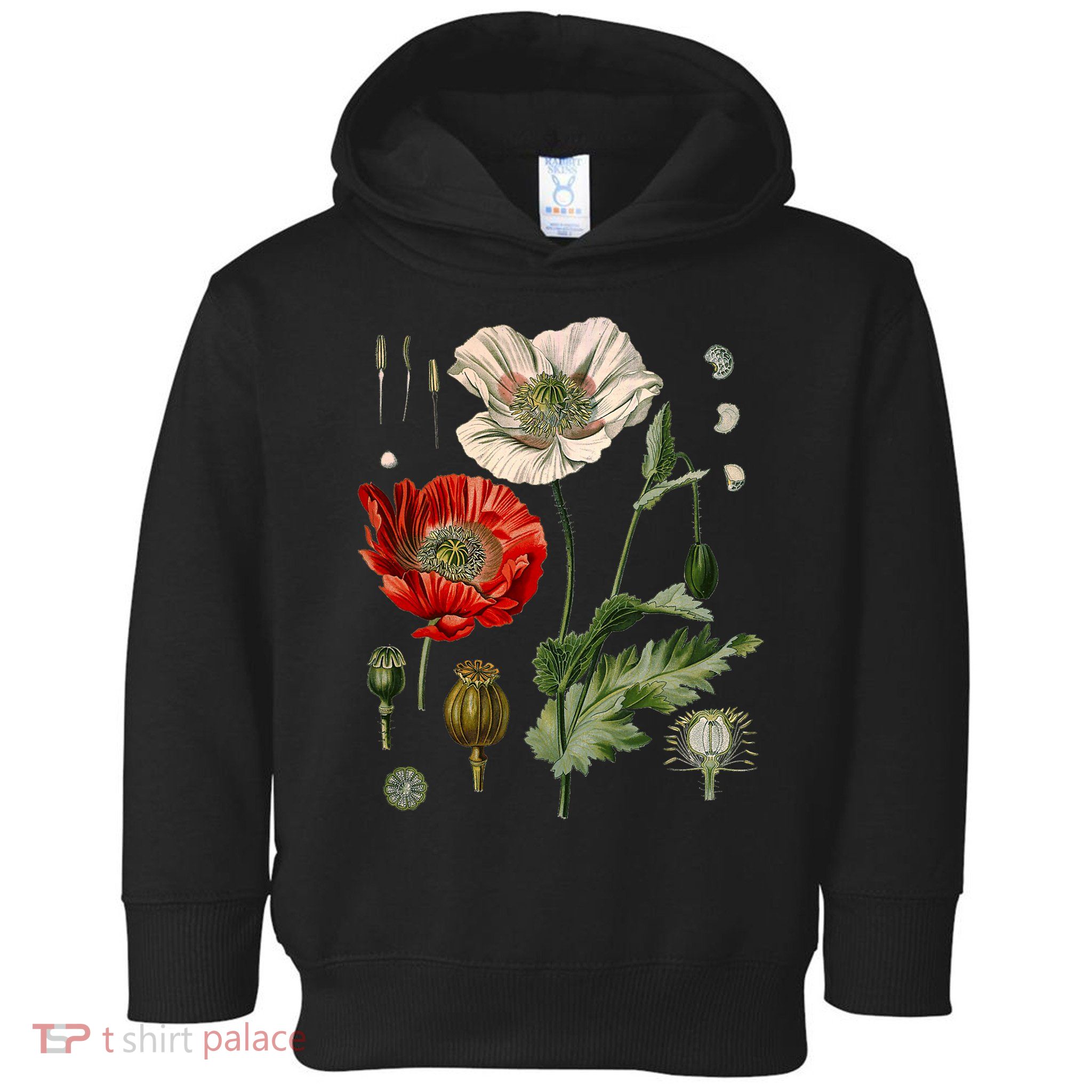 Red Poppy Botanical Poppies Red Poppy Toddler Hoodie