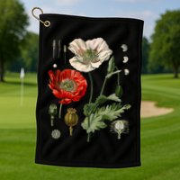 Red Poppy Botanical Poppies Red Poppy Golf Towel