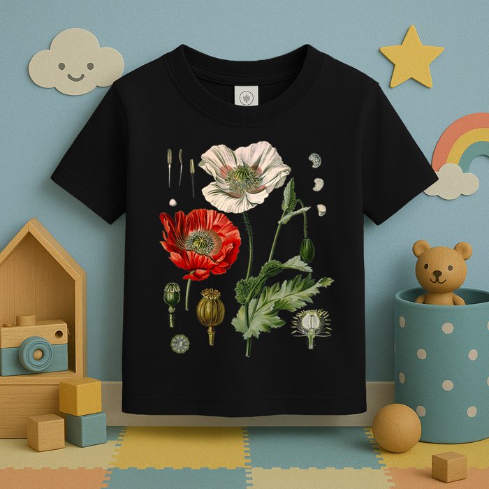 Red Poppy Botanical Poppies Red Poppy Toddler T-Shirt