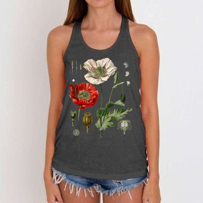 Red Poppy Botanical Poppies Red Poppy Women's Knotted Racerback Tank