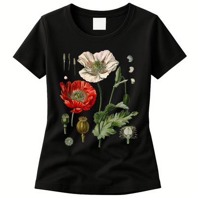 Red Poppy Botanical Poppies Red Poppy Womens T-Shirt