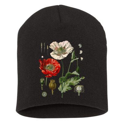 Red Poppy Botanical Poppies Red Poppy Short Acrylic Beanie