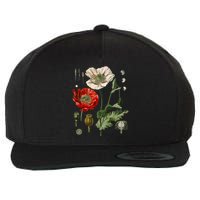 Red Poppy Botanical Poppies Red Poppy Wool Snapback Cap