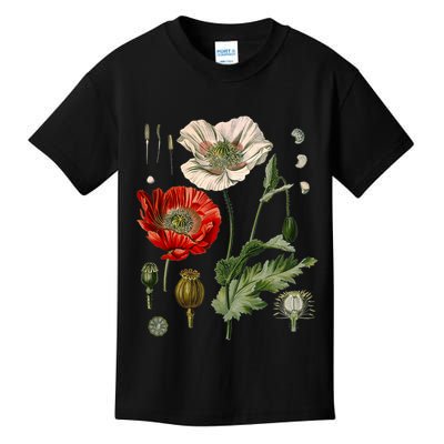 Red Poppy Botanical Poppies Red Poppy Kids T-Shirt
