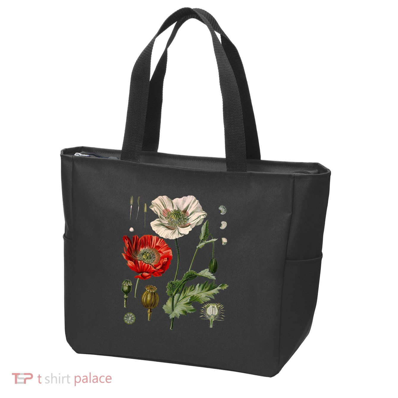 Red Poppy Botanical Poppies Red Poppy Zip Tote Bag