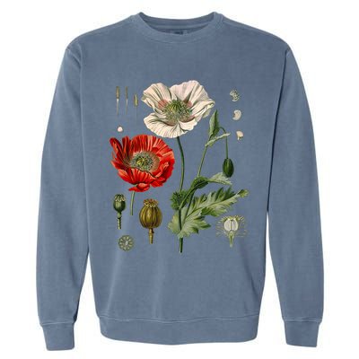Red Poppy Botanical Poppies Red Poppy Garment-Dyed Sweatshirt