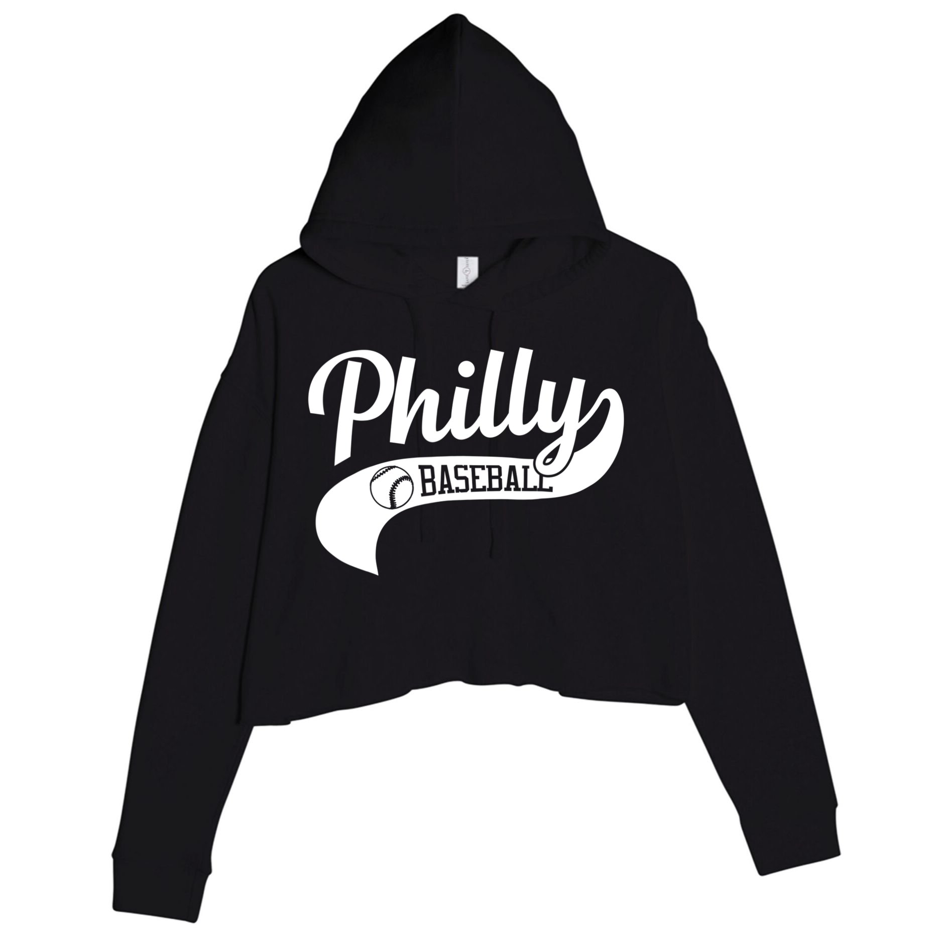 Retro Philadelphia Baseball Vintage Philly Swoosh Crop Fleece Hoodie