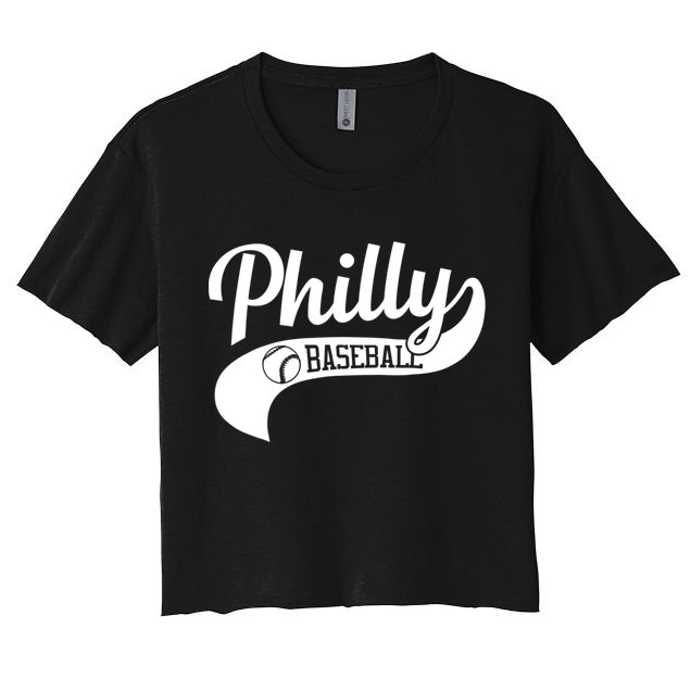 Retro Philadelphia Baseball Vintage Philly Swoosh Crop Top