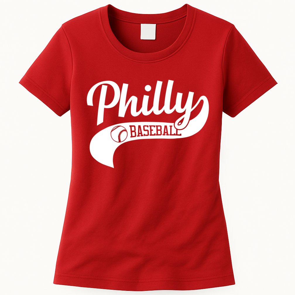Retro Philadelphia Baseball Vintage Philly Swoosh Womens T-Shirt