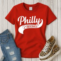 Retro Philadelphia Baseball Vintage Philly Swoosh Womens T-Shirt