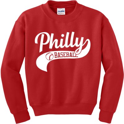 Retro Philadelphia Baseball Vintage Philly Swoosh Kids Sweatshirt